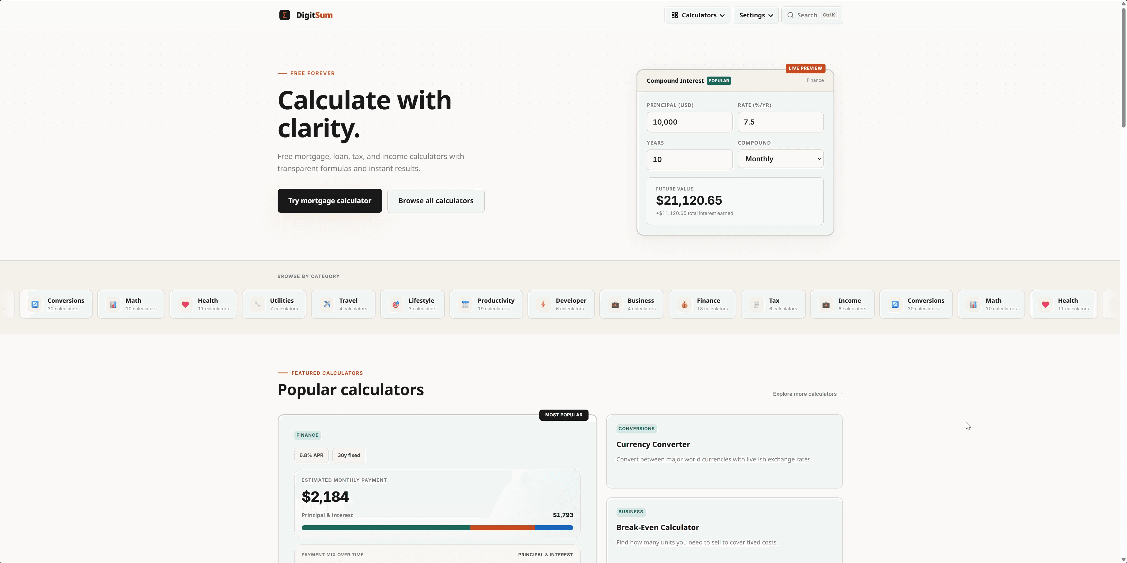 DigitSum — multilingual calculators