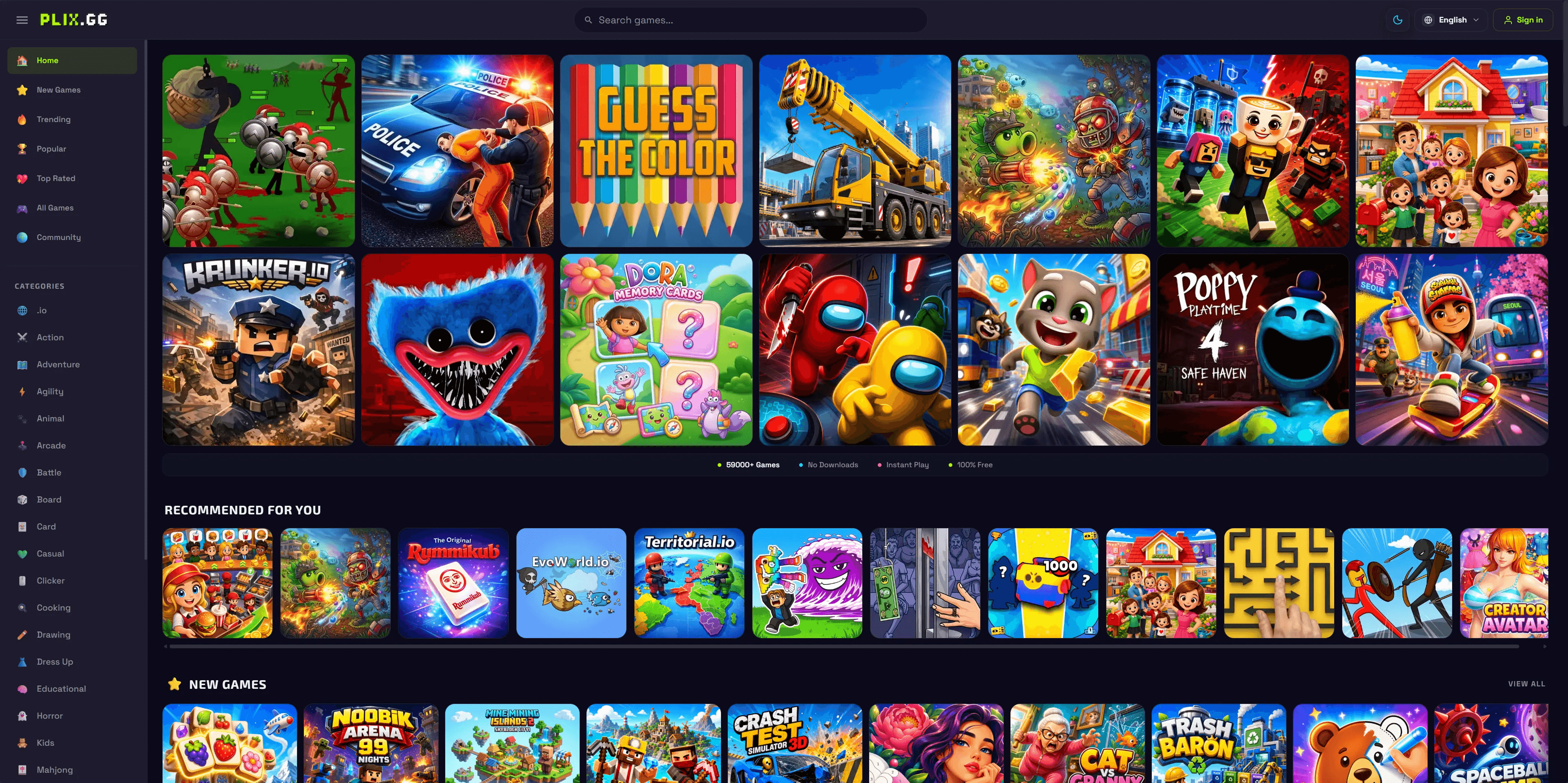 Plix.gg — browser games portal